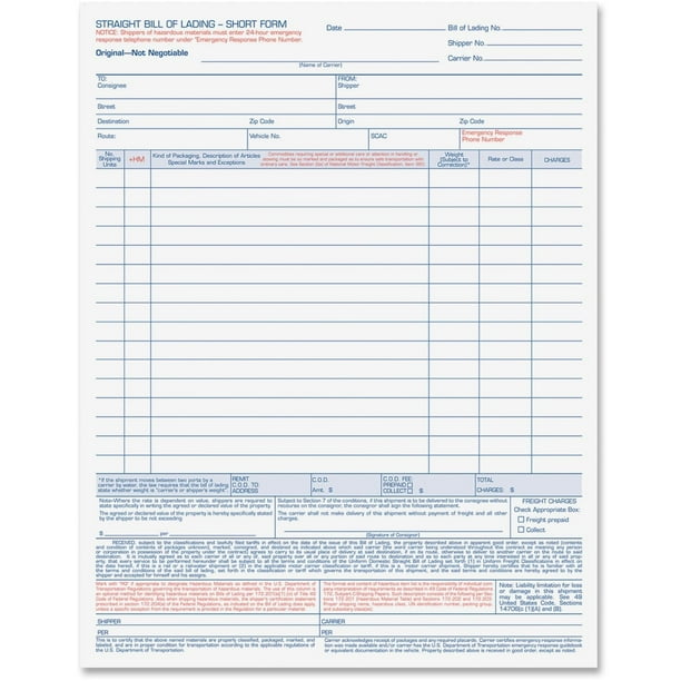 Tops Bills of Lading Snap-Off Sets